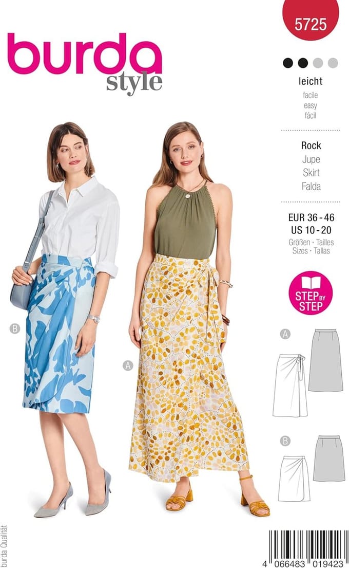 Wikkelrokken Patroon - Rok Ontwerp - Zelf Kleding Maken - Twee Varianten - Maat 36-46 - Wit