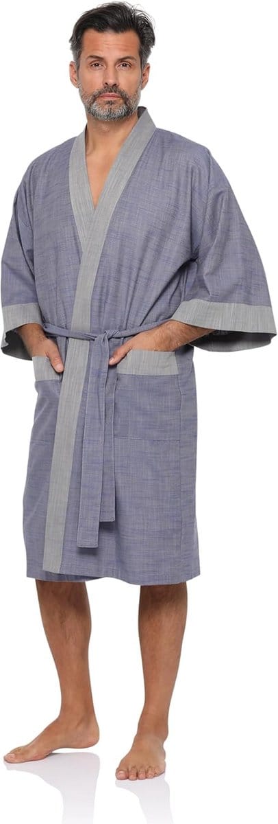 Heren Kimono Badjas van 100% Katoen Premium Kwaliteit