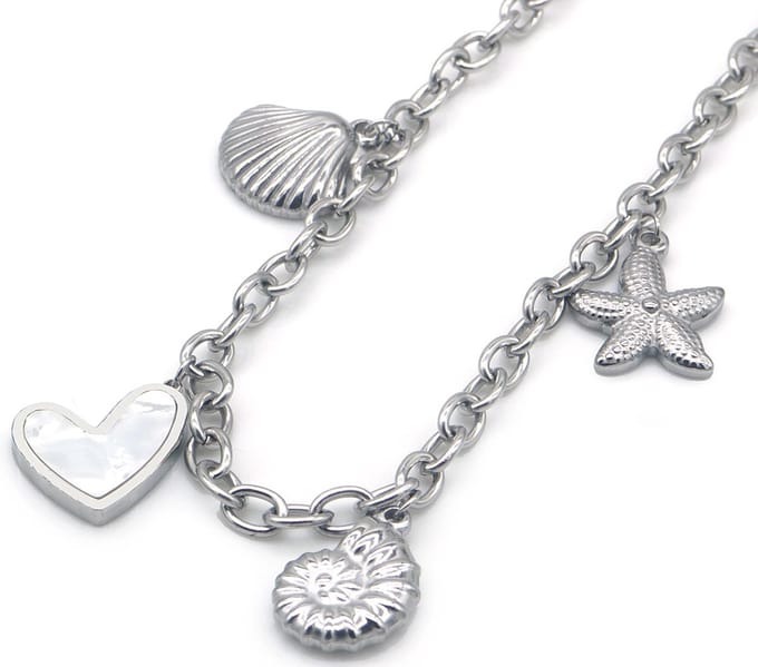 RVS Ketting – Zee-thema Bedels – 40-45cm – Stijlvol & Duurzaam