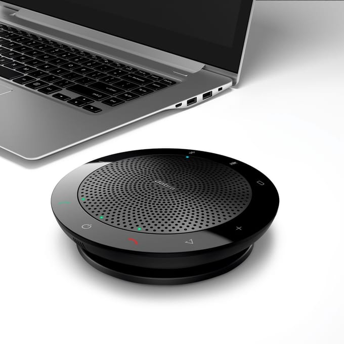 Jabra Speak 510+ MS – Draagbare Speakerphone – Bluetooth & USB – Inclusief Link 370 USB-adapter – Conferentiespeaker met Microfoon – Geschikt voor Microsoft Teams – Zwart