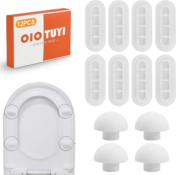 12 Stuks Rubberen WC-Brilbuffer Dekselstopper Afstandhouder Wit - Ideaal Voor Softclosebaar Toiletdeksel