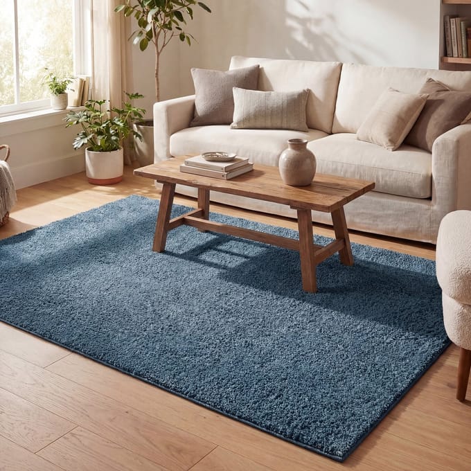 NATURL. Hoogpolig vloerkleed - Lofty Blauw | Haal kleur in huis! - 80x150cm