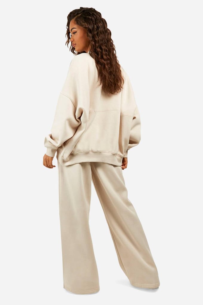 boohoo Dames Zip Through Bomber Trainingspak met rechte pijpen | Stone | Maat: Large