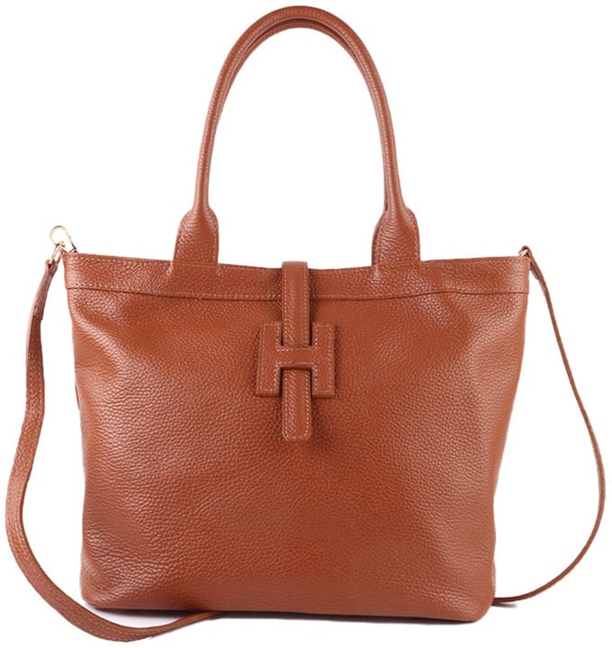 Giuliano lederen handtsa Mirella - Made in italy - Dames - Donker cognac
