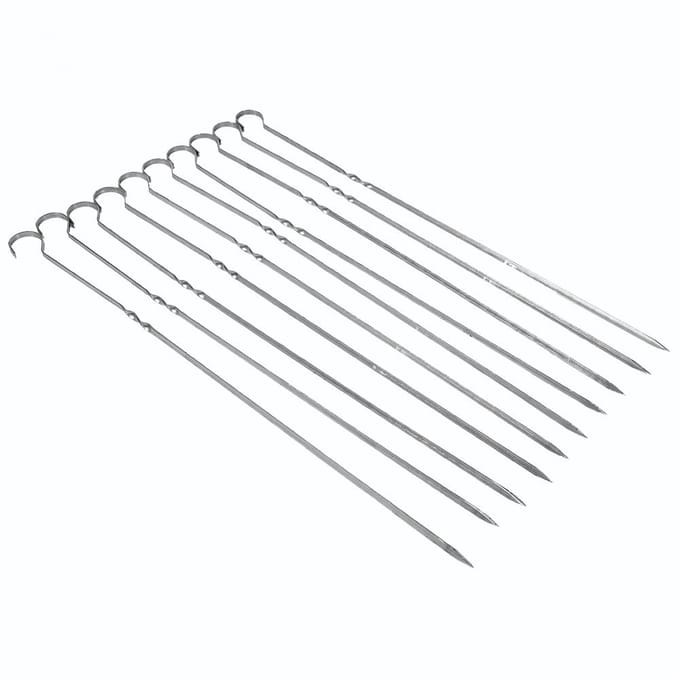 10 STUKS BBQ Barbecue Grillen Koken Lange Roestvrij Staal Kabob Kebab Platte Spiesjes Naald Nieuw gray
