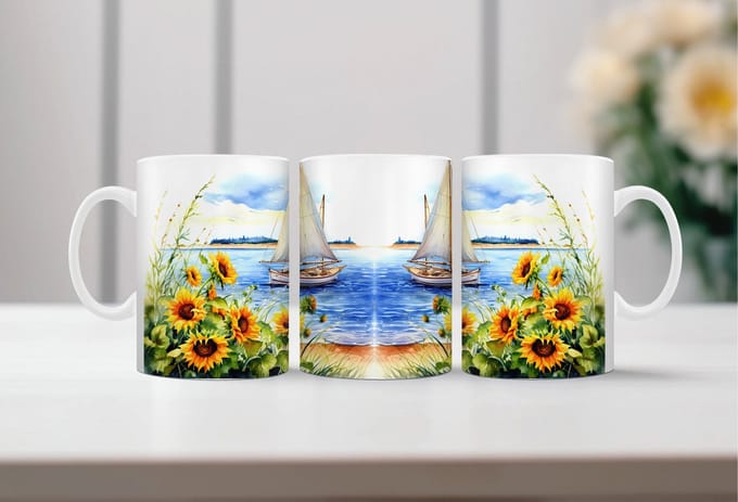 Auqarel koffiemok Zeilboot 3