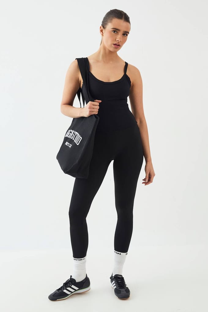 Dames Dsgn Studio Ultra Sculpt Dikke Binding Vest Top | Zwart | Maat: Large