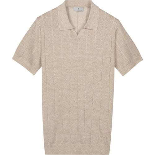 Thomas Maine Polo No Buttons Collar Full Needle Rib Placket Licht Beige / male