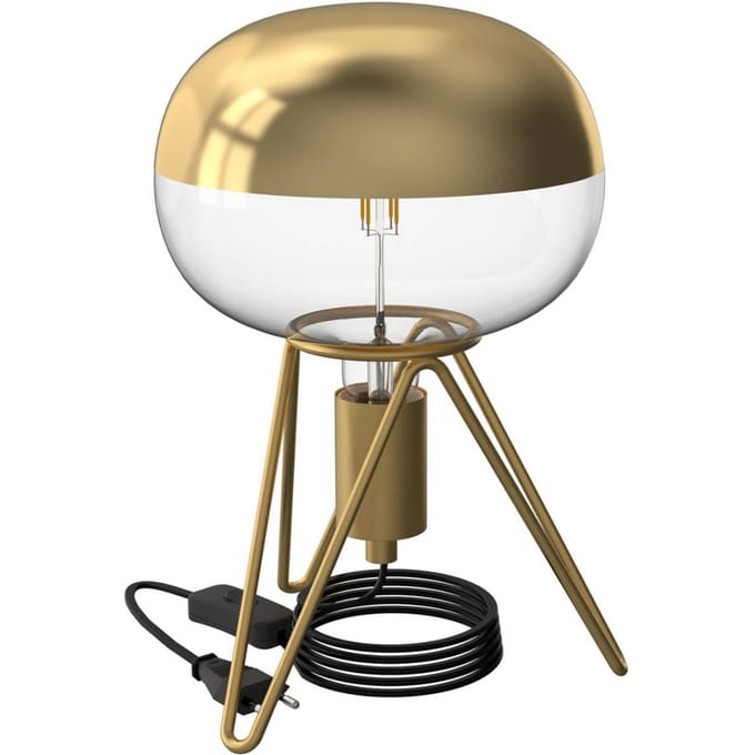 Calex Tafellamp Tripod - Industrieel - E27 Fitting -  Goud - Excl. lichtbron