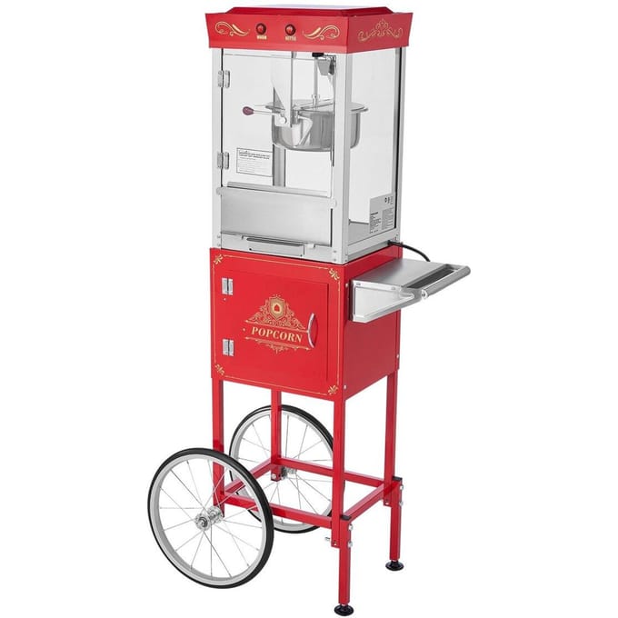 Machine à Popcorn avec Chariot Popcorn Popper Maker 800W 0,2 kg Chaudière Rouge