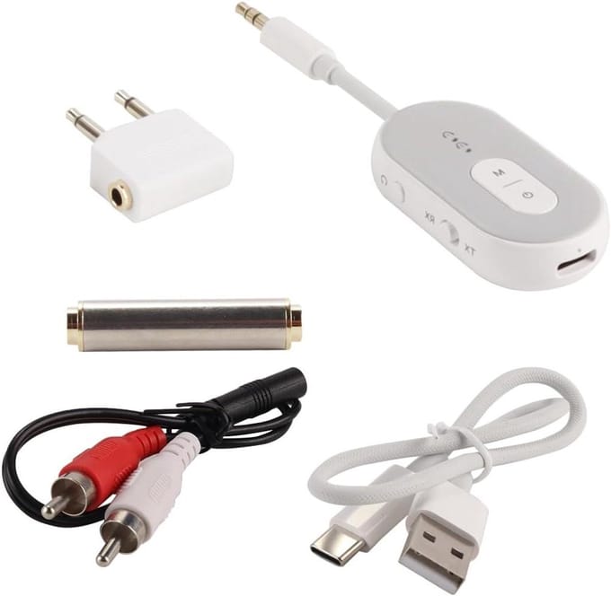 2-in-1 dual-mode Bluetooth audio adapter with 10m transmission range, suitable for TVs, projectors, car audio systems, headphones, etc. (BT-20)