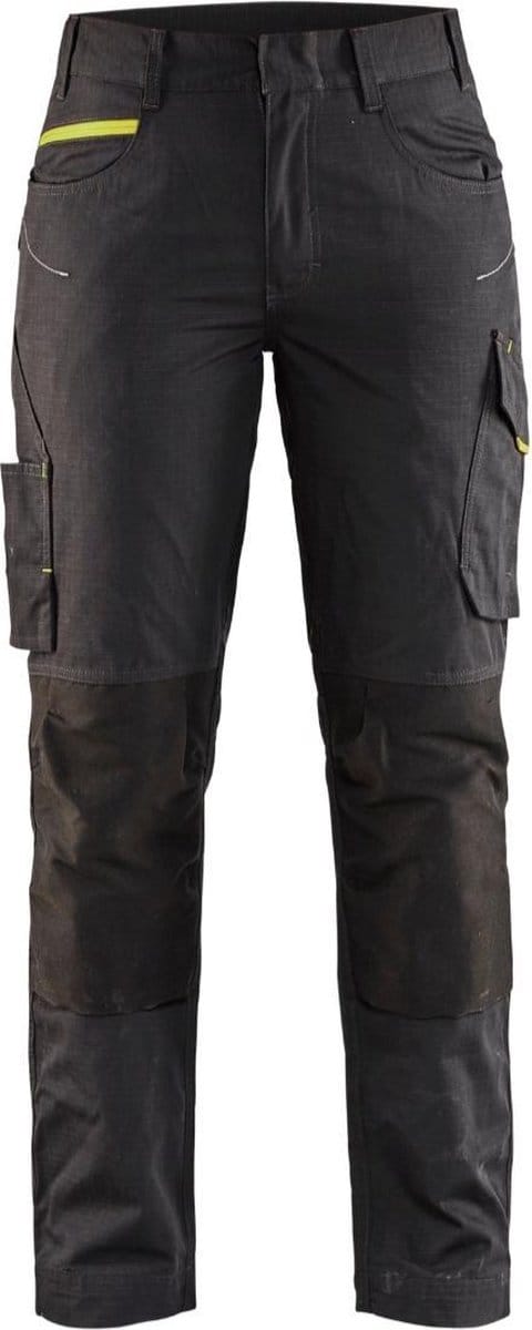 Blaklader Dames service werkbroek met stretch 7195-1330 - Zwart/High Vis Geel - D22