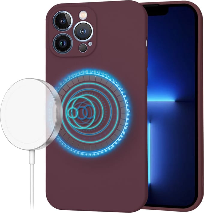 Techsuit Soft Flex Silicone Back Cover hoesje met MagSafe voor Apple iPhone 13 Pro Max - Plum Red