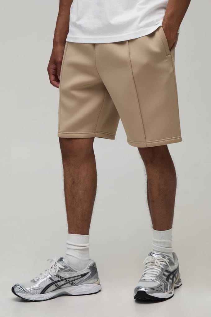 Slim Pintuck Shorts | Taupe | Size Medium