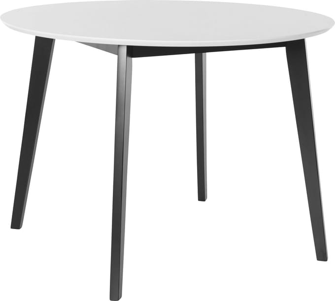 Cody|Ronde Eettafel 105 cm 4 plaatsen in Wit MDF Grenen Frame Zwart
