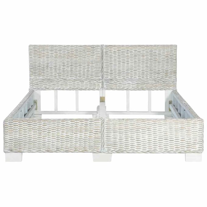 vidaXL - Bedframe - natuurlijk - rattan - grijs - 140x200 - cm