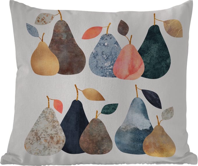 Sierkussen Buiten - Peer - Pastel - Fruit - Design - 60x60 cm - Weerbestendig