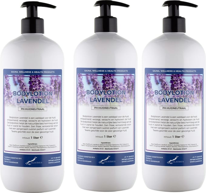 Bodylotion Lavendel 1 liter - met gratis pomp - set van 3 stuks