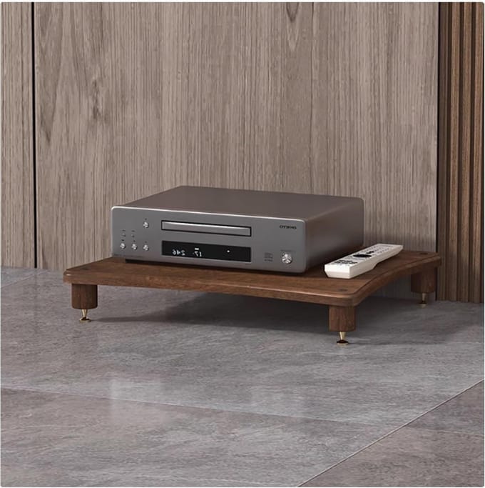 Media Opbergrek - Audio Kast - Apparatuur Opslag - Open Structuur Ontwerp - 60x48x10 cm - Walnoot