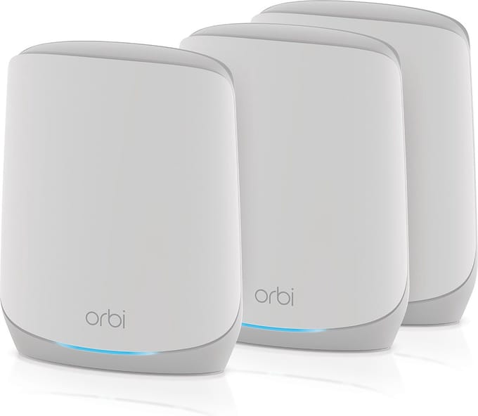 Netgear Orbi RBK763S Tri-band WiFi 6 Mesh System (3-Pack / Router + 2 Satellites) Homeplug / PowerLine