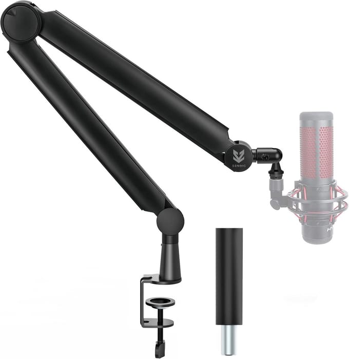 Microfoon Boom Arm met 360° Rotatie en 6" Riser - Professionele Microfoonstandaard met Adapters