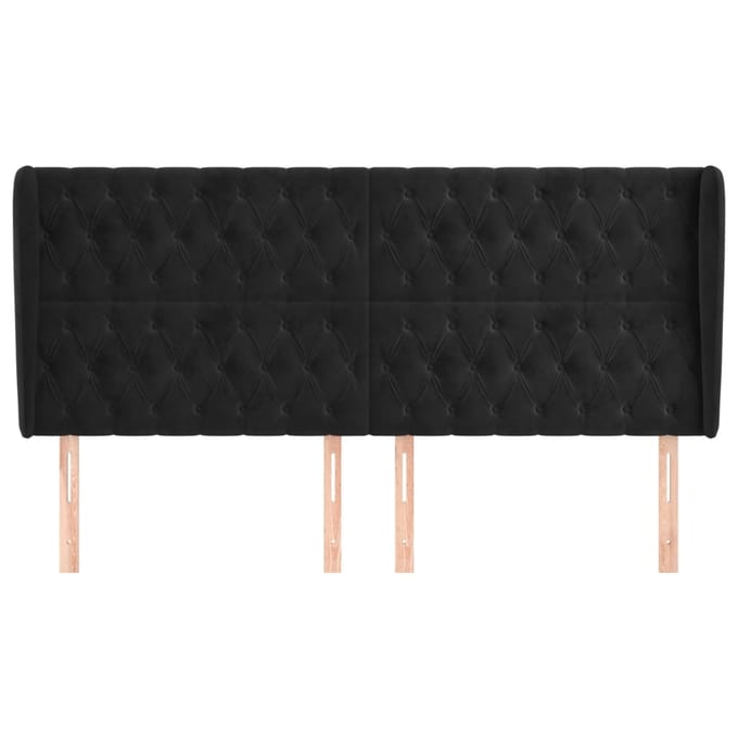 vidaXL - Hoofdbord - met - randen - 203x23x118/128 - cm - fluweel - zwart