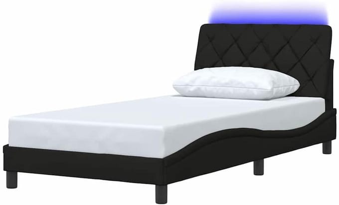 Bedframe met LED - Eenpersoonsbed - Slaapkamer sfeer - Verstelbare verlichting - 100x200 cm - Zwart