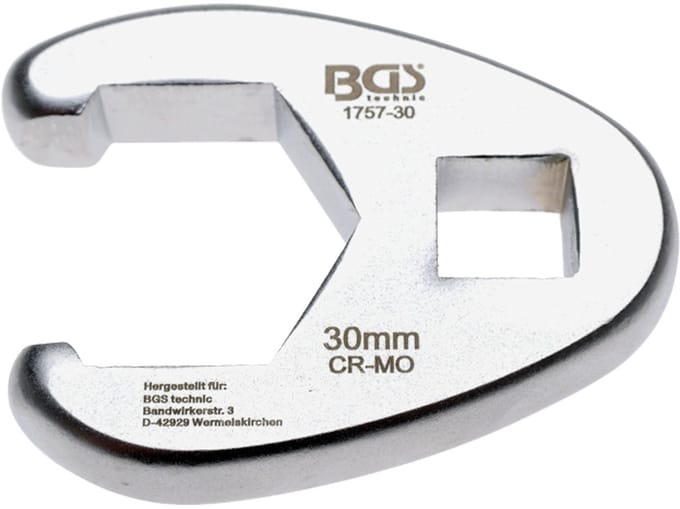 BGS Hanenpoot sleutel met binnenvierkant 12,5 mm (1/2") SW 30 mm - 1757-30