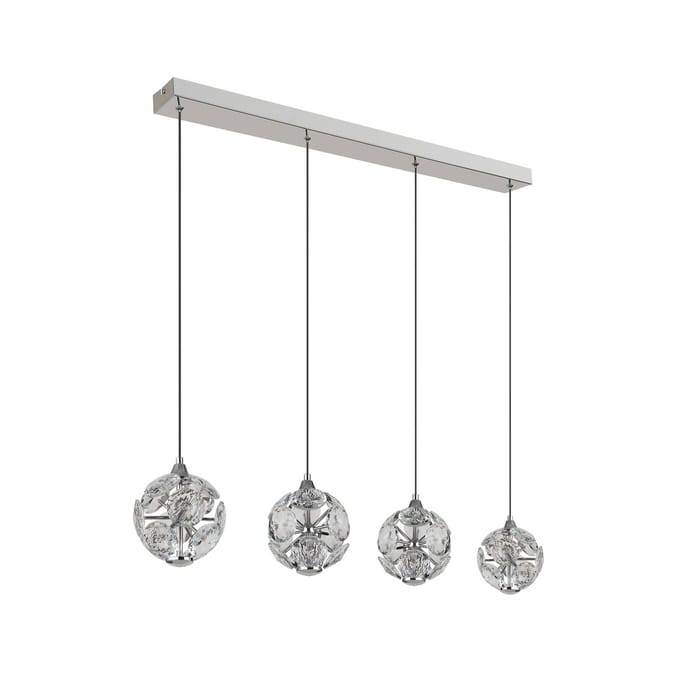 Globo Virina LED hanglamp, lengte 93 cm, transparant, kristal