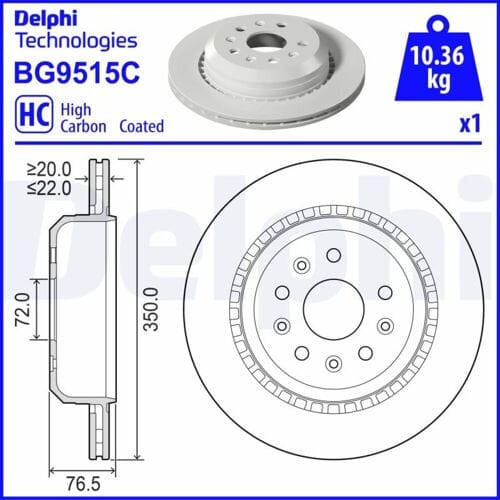 Remschijf DELPHI BG9515C, 1 stuk