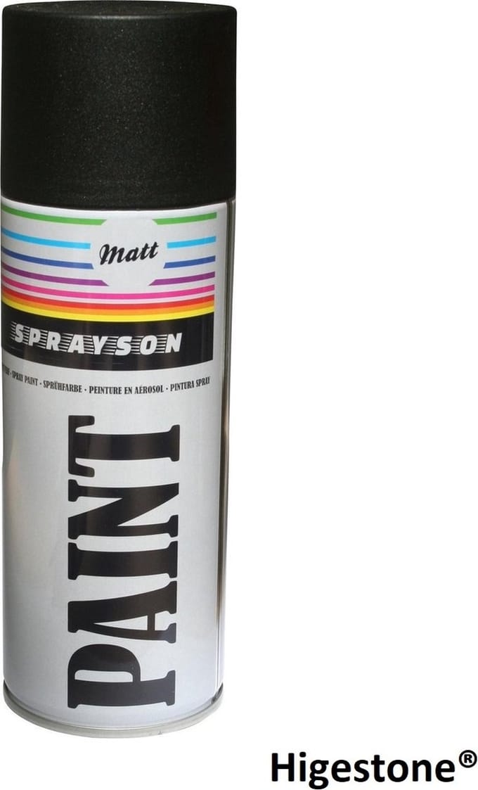 Higestone Verf Spuitbus, Hoogglans Zwart 400 ml, Lak