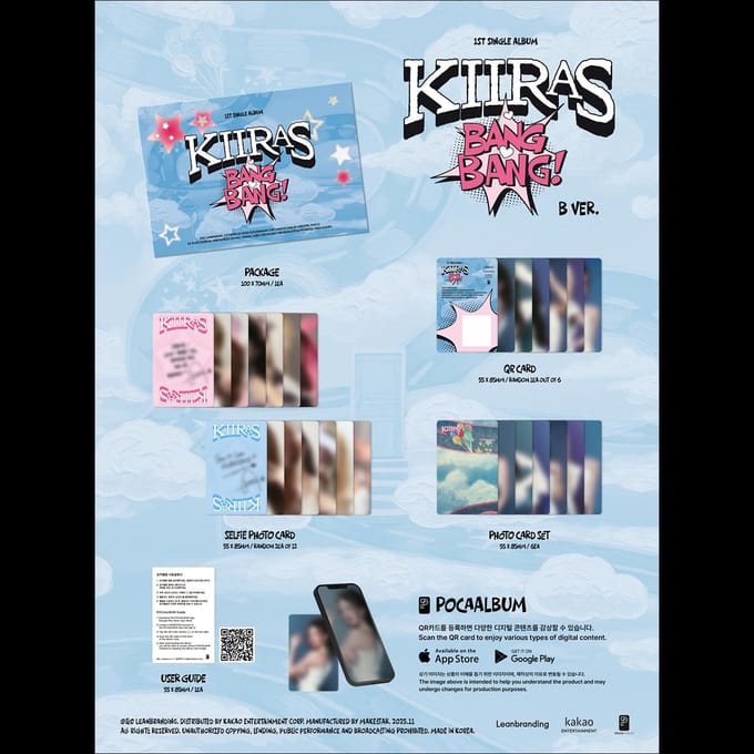 KIIRAS - BANG BANG! 1e Single Album (Een ver. / B ver.) + Gratis geschenk SET (2 ver.)