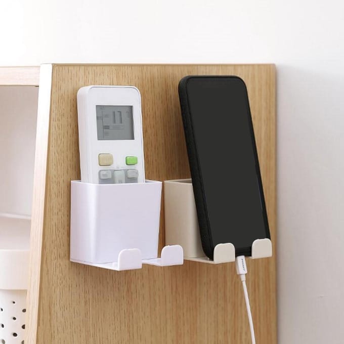 Zelfklevende wandhouder organizer opbergdoos afstandsbediening houder opbergdoos beige