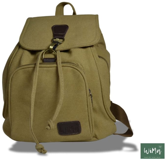 Wima Aberdeen Rugzak – Waterafstotend Canvas – Compact 13 L – School, Reizen – Khaki