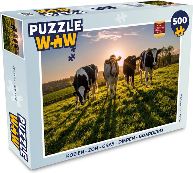 Puzzel Koeien - Zon - Gras - Dieren - Boerderij - Legpuzzel - Puzzel 500 stukjes