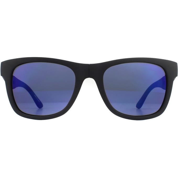 Lacoste rechthoek unisex mat zwart blauw gradiënt vouw zonnebril