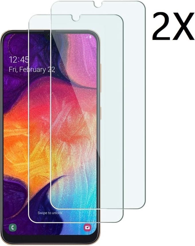 Ntech 2Pack Screenprotector Geschikt voor Samsung Galaxy A50 - Screenprotector Tempered glass