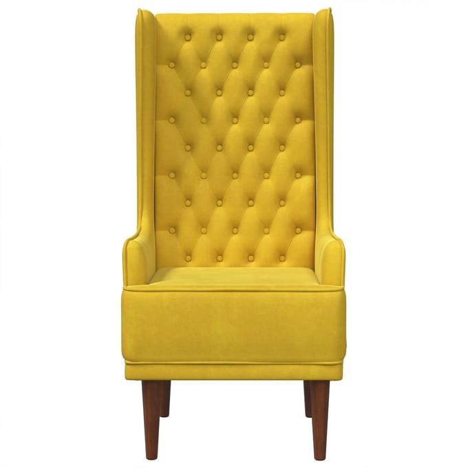 vidaXL - Gecapitonneerde - stoel - met - hoge - rugleuning - Geel - fluweel