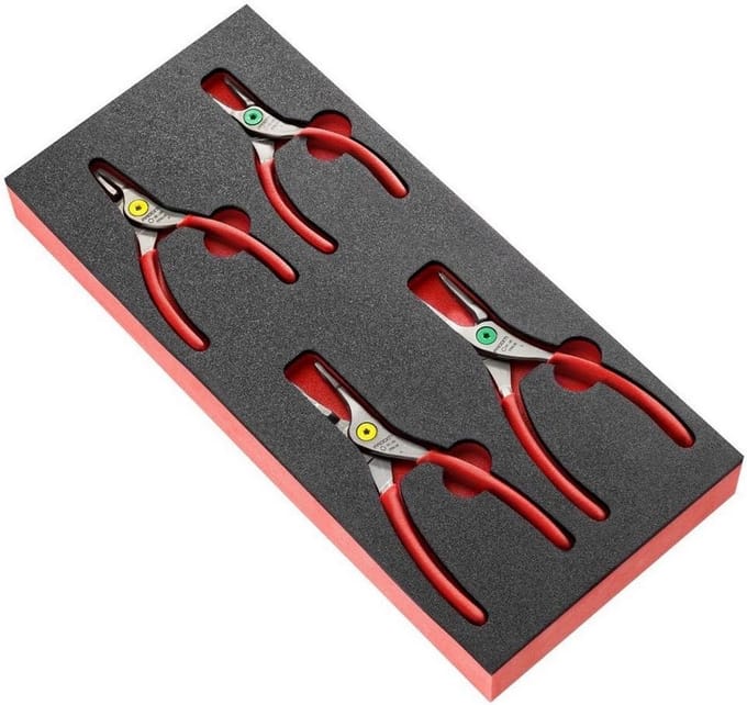 Module met 4 zeegeringtangen en schuimrubberen inzetstuk voor gereedschapskoffers