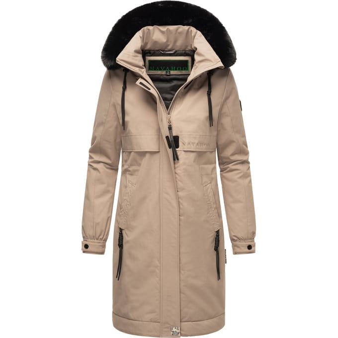 Navahoo Kaltwetterretter dames winterparka met imitatiebontkraag