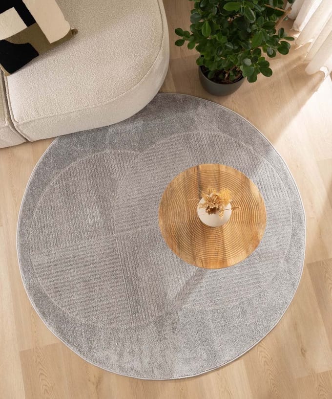Scandinavisch vloerkleed rond - Contour Circle grijs 100