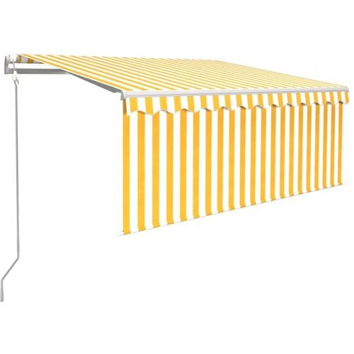 vidaXL - Luifel - automatisch - met - gordijn - LED - windsensor - 3x2,5 - m - geel - wit