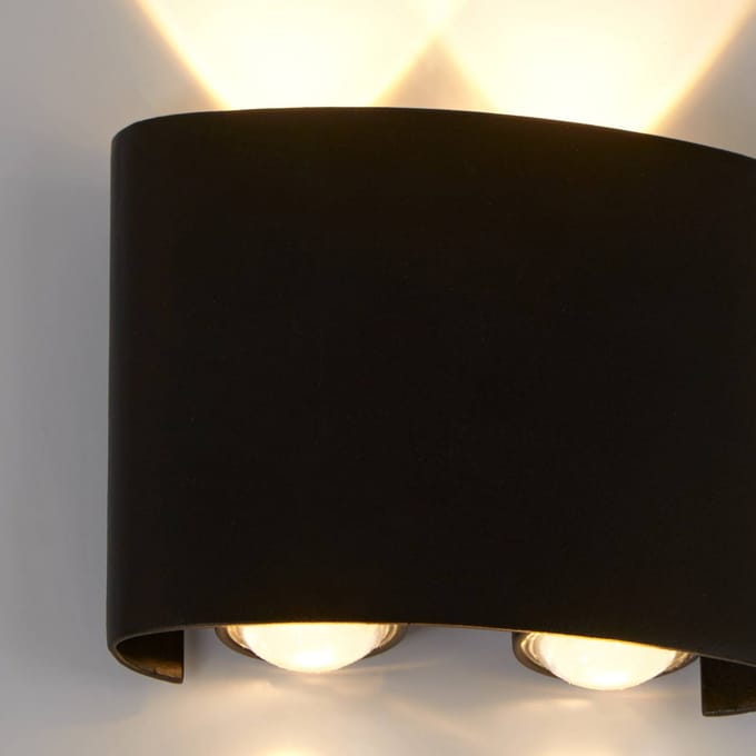 Searchlight LED buiten wandlamp Shadows, breedte 12 cm, zwart, metaal