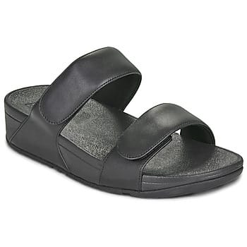 FitFlop Lulu Adjustable Leather Slides Dames Slippers - Zwart