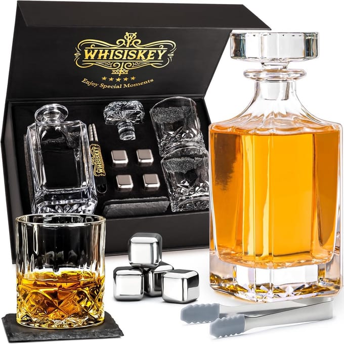 - Classic Carafe 700ml - Luxury Whisky Decanter Set with Decanter, Glasses, Stones, and Accessories - Gift for Men