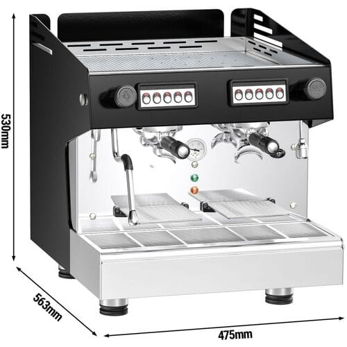 GGM Gastro Siebträgermaschine Compact - 2 Gruppig - inkl. Preinfusiuonssystem & 1 Dampflanze