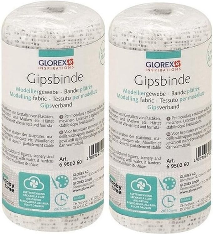 Keratex gipsverband - 2x - 2 meter x 10 cm - rollen - wit - huidvriendelijk