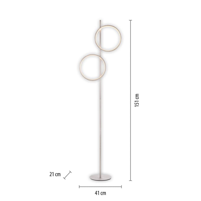 JUST LIGHT. GmbH LED vloerlamp Mini-Ritus, zilver, ijzer, 2 ringen