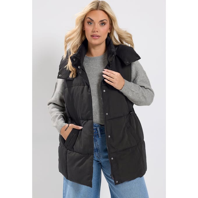 Yours Zwart Kort Gewatteerd Gilet Size 42