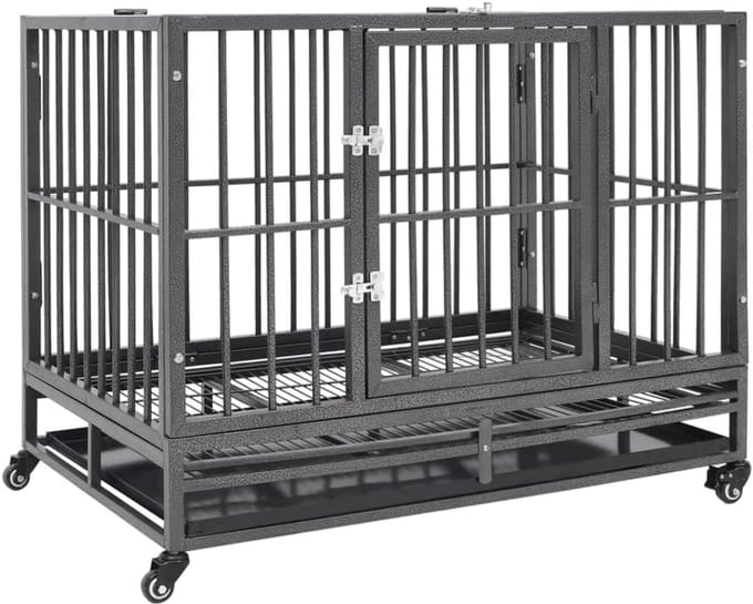 Hondenbench met Wielen en Uitschuifbare Lade - Grote Bench 102x72x85cm